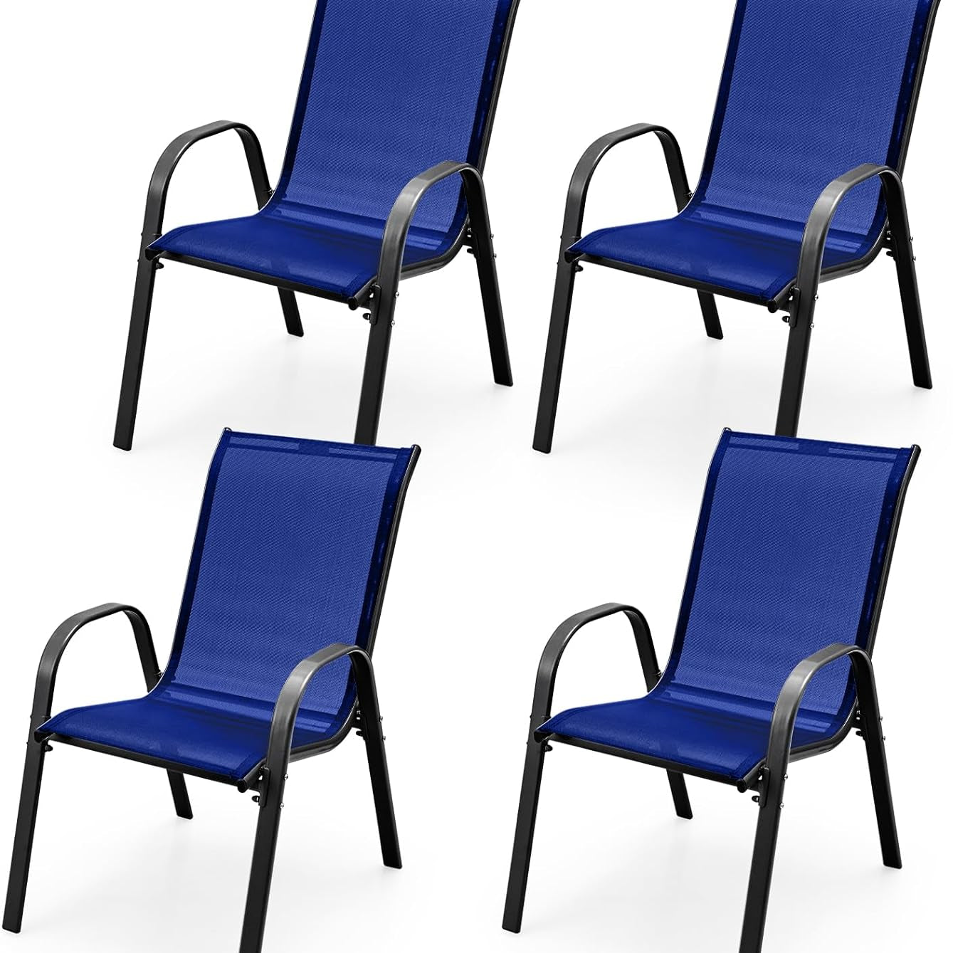 Tangkula 4 Pieces Patio Dining Chairs, Outdoor Stackable All Weather Heavy Duty Dining Chairs Set with Armrests