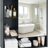 Tangkula Wall-Mounted Bathroom Mirror Cabinet w/2 Hidden Storage Shelves & 3 Open Storage Compartments
