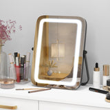 Tangkula 16" Vanity Mirror with Lights, 3 Color Dimmable LED Lighted Makeup Mirror with Touch Screen