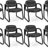 Tangkula Waiting Room Guest Chairs, Office Reception Chairs with Sled Base & Padded Arm Rest (Black)