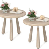 Tangkula 18” Round Outdoor Mahogany Wood Side Table