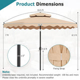Tangkula 10.5 FT Scalloped Patio Umbrella with Tilt Adjustment & Crank