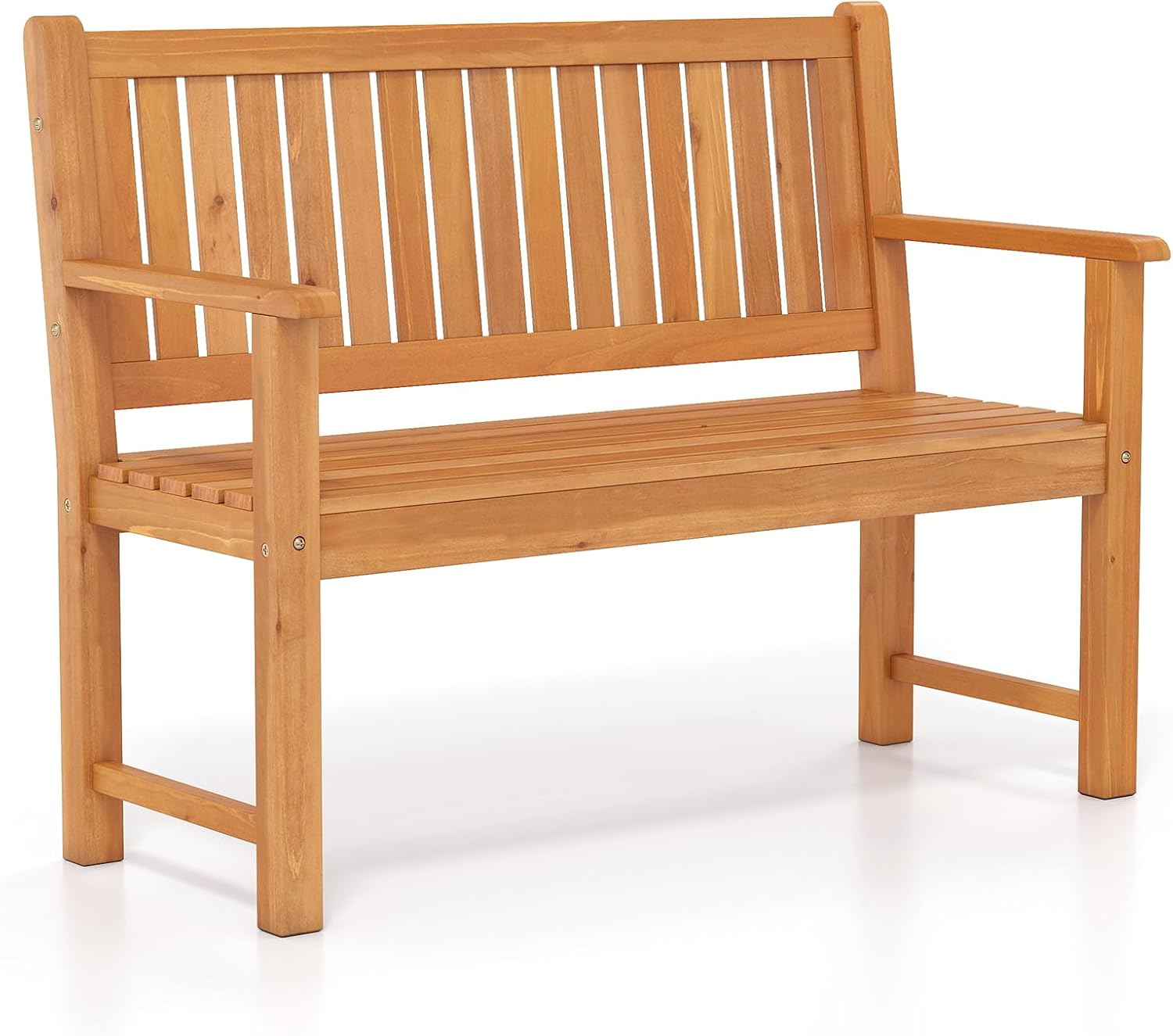 Tangkula 2-Seater Outdoor Wooden Bench with Backrest