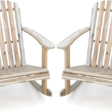Tangkula Adirondack Rocking Chair with Slatted Seat and High Fanned Back