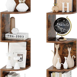 Tangkula 5-Tier Farmhouse Floating Corner Shelf Wall Mount