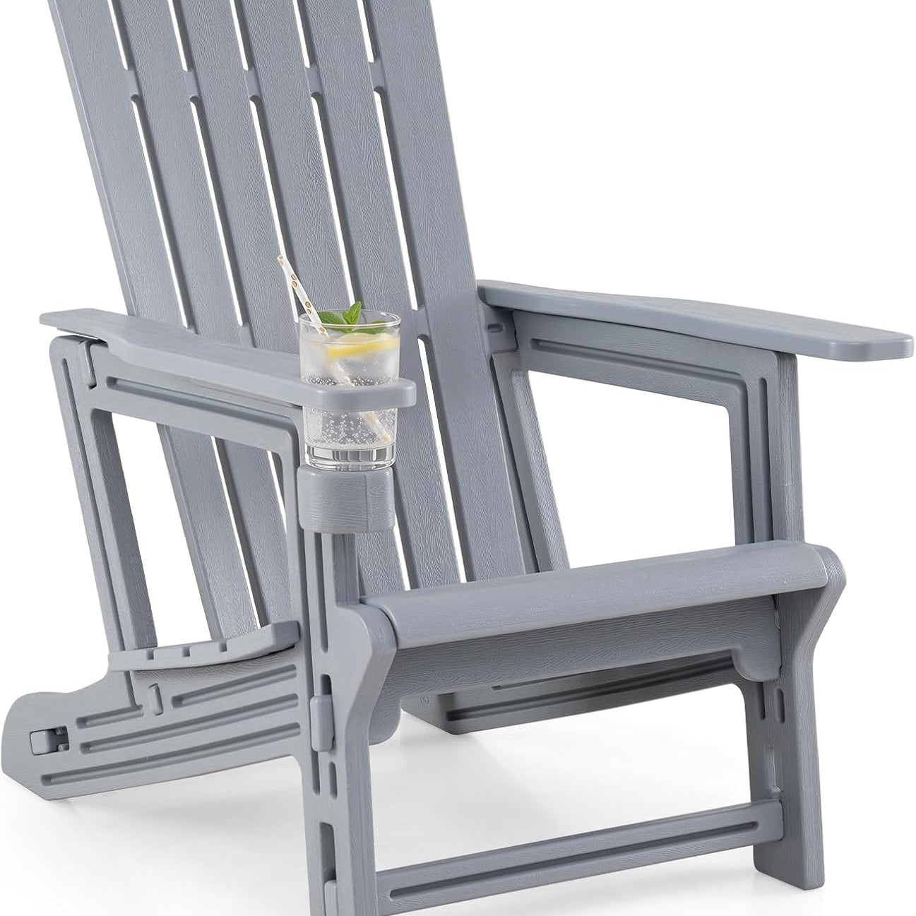 Tangkula All-Weather HDPE Adirondack Chair with Cup Holder (1/2/4)