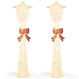 Tangkula 5 FT Lighted Christmas Lamp Post with Bowknot Decorations (1/2)
