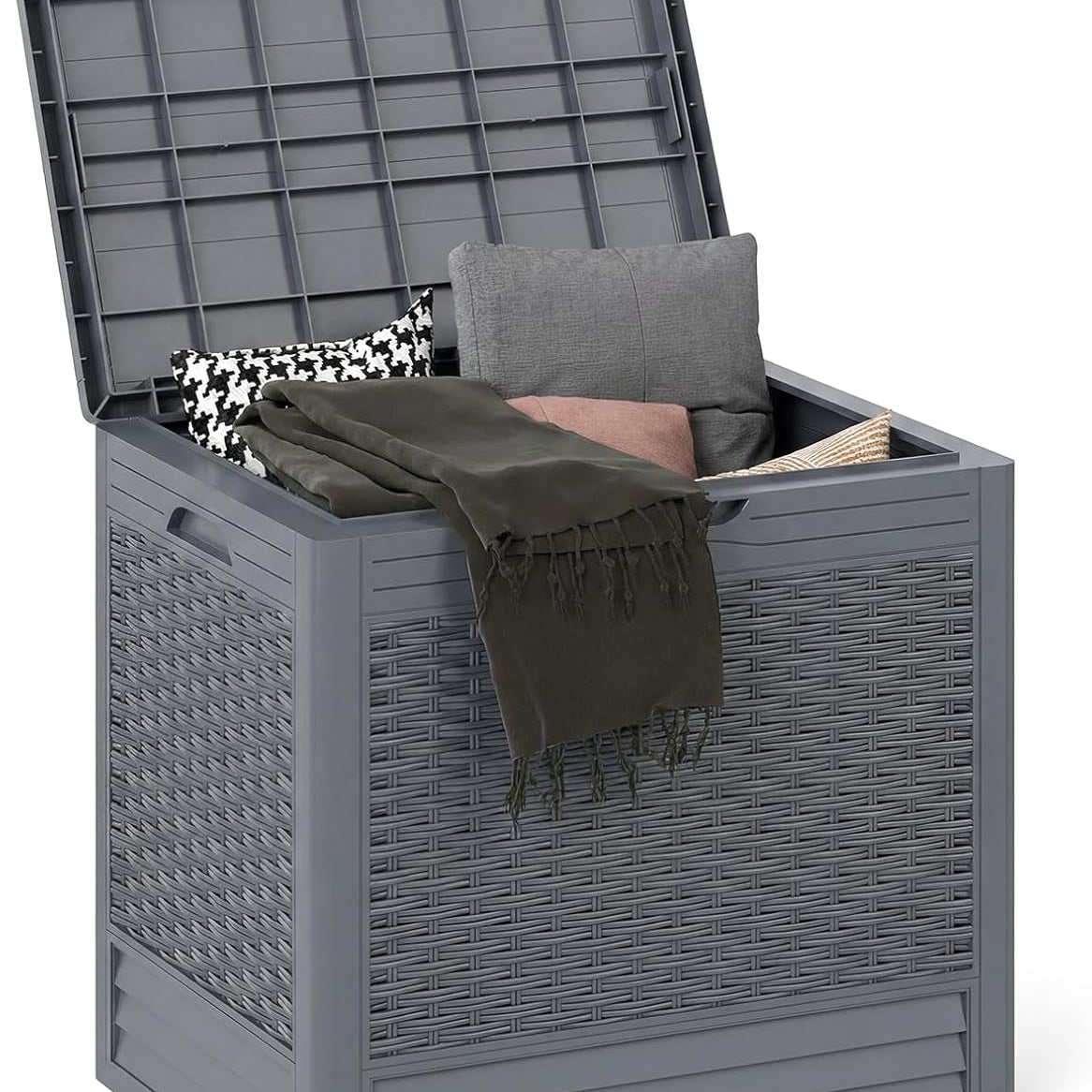 Tangkula Waterproof PP Resin Patio Storage Box with Lockable Lid