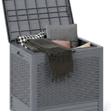 Tangkula Waterproof PP Resin Patio Storage Box with Lockable Lid