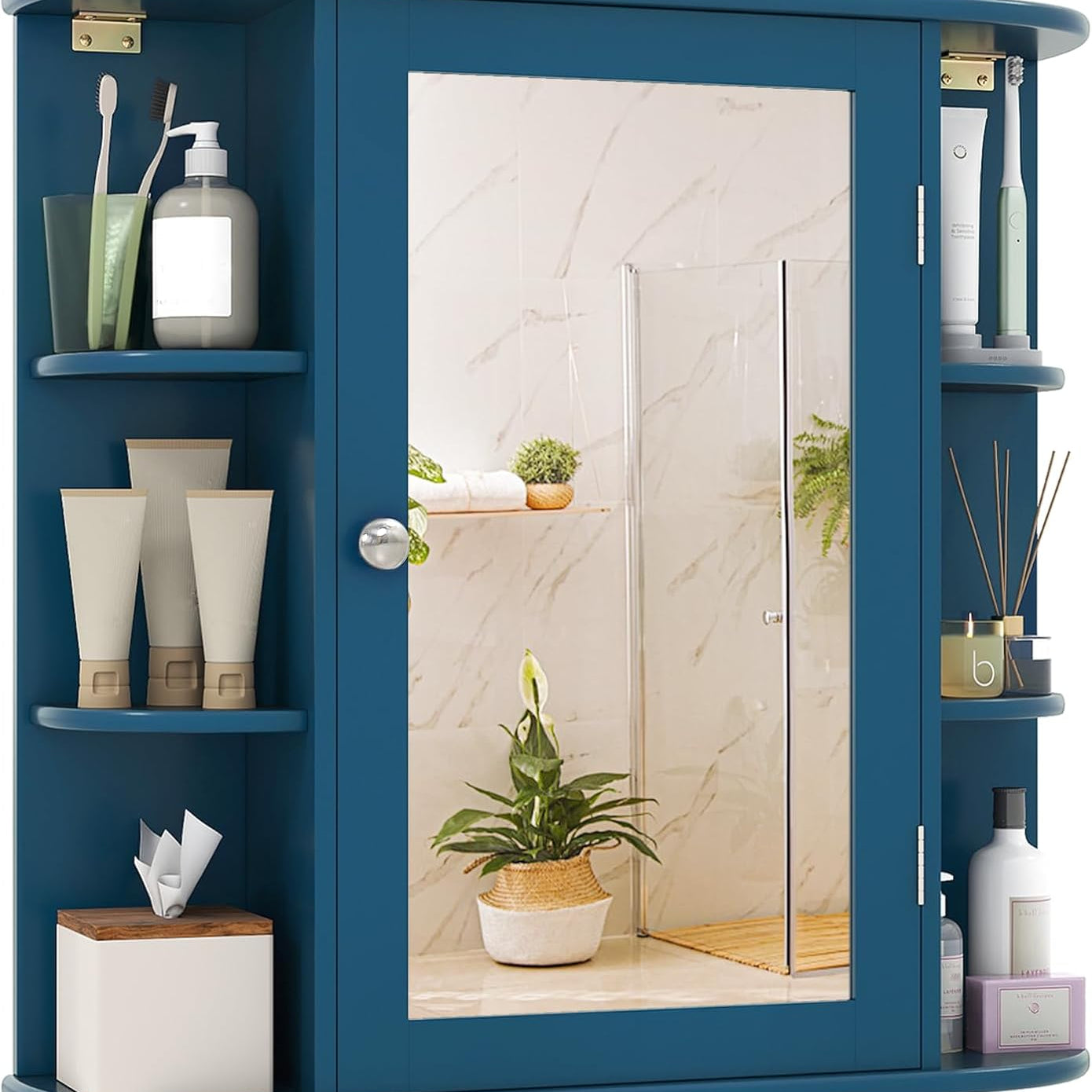 Tangkula Bathroom Medicine Cabinet with Mirror, Wall Mounted Bathroom Storage Cabinet