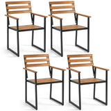 Tangkula Acacia Wood Patio Armchairs w/Heavy-Duty Metal Frame (2/3/4/6)
