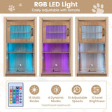 Tangkula 60" Tall Cat Litter Box Enclosure | Adjustable LED Light, Storage Shelves