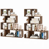 Tangkula S-Shaped Bookshelf, 5-Tier Modern Geometric Stepped Bookcase with Anti-Tipping Kits