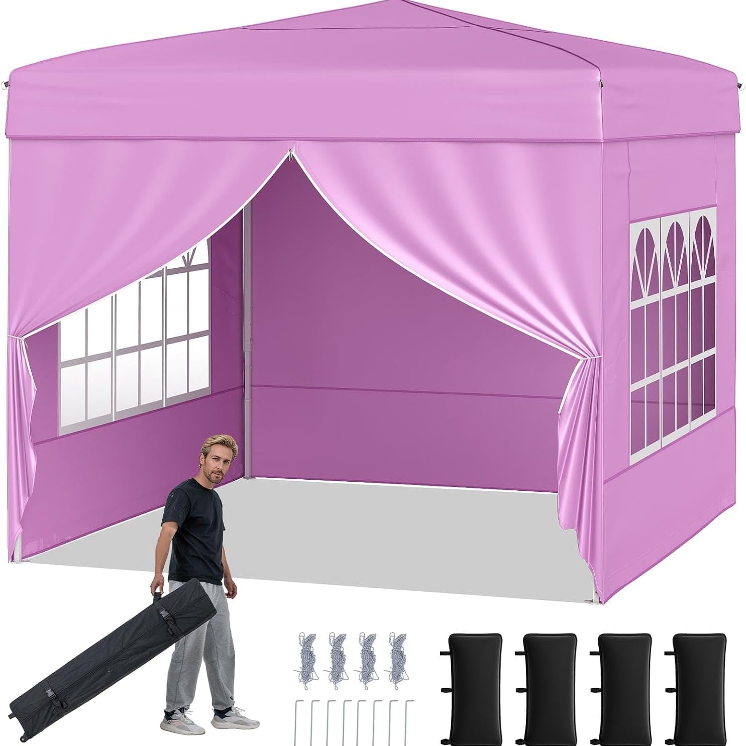 Tangkula 10x10 FT Pop Up Canopy Outdoor Canopy Tent with 4 Removable Sidewalls