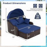 Tangkula PE Rattan Patio Daybed with Retractable Canopy