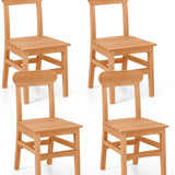 Tangkula Wooden Armless Dining Chair with Slatted Seat & Curved Backrest