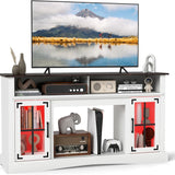Tangkula 58” Farmhouse TV Stand with LED Lights and Remote Control