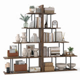 Tangkula 5 Tier Stepped Bookshelf | 62"H Wooden Industrial Room Divider Shelf (1/2)