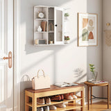 Tangkula Bathroom Wall Cabinet with Mirror 26 x 6.5 x 25 Inches  Wall-Mounted Medicine Cabinet with Mirrored Door