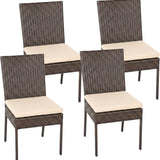 Tangkula Wicker Patio Chairs Set of 4 Armless Rattan Outdoor Dining Chairs with Cushions