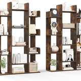 Tangkula Freestanding Tree Bookshelf, Corner Storage Organizer with 13 Open Shelves