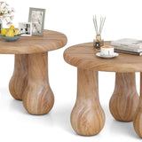 Tangkula 24" Small Solid Mahogany Wood Coffee Table with Thickened Top and Column Legs