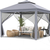 Tangkula 11x11 Ft Pop up Gazebo, 2-Tier Patio Gazebo with Netting, Carry Bag