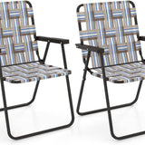 Tangkula Set of 6 Patio Folding Chairs, Outdoor Folding Lawn Chair Set with Armrest, Heavy Duty Steel Frame
