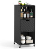Tangkula Rattan Outdoor Storage Cabinet with 3 Shelves