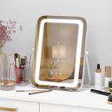 Tangkula 16" Vanity Mirror with Lights, 3 Color Dimmable LED Lighted Makeup Mirror with Touch Screen