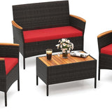 Tangkula Patio Wicker Sofa Set