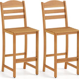 Tangkula 29.5" Solid Acacia Wood Bar Stool with Backrest and Footrest (1/2/4)