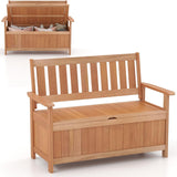 Tangkula Wooden Outdoor Storage Bench Large Deck Box (Natural)