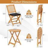 Tangkula 3 Piece Patio Folding Bistro Set