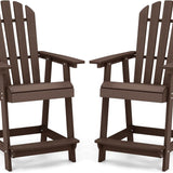 Tangkula Outdoor Bar Stool, HDPE Tall Adirondack Chair with Armrest & Footrest