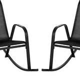 Tangkula Patio Rocking Chair Set of 2/4, Outdoor Ergonomic Rockers with Breathable Fabric Seat