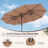 Tangkula 15.5 FT Patio Umbrella with Solar Lights