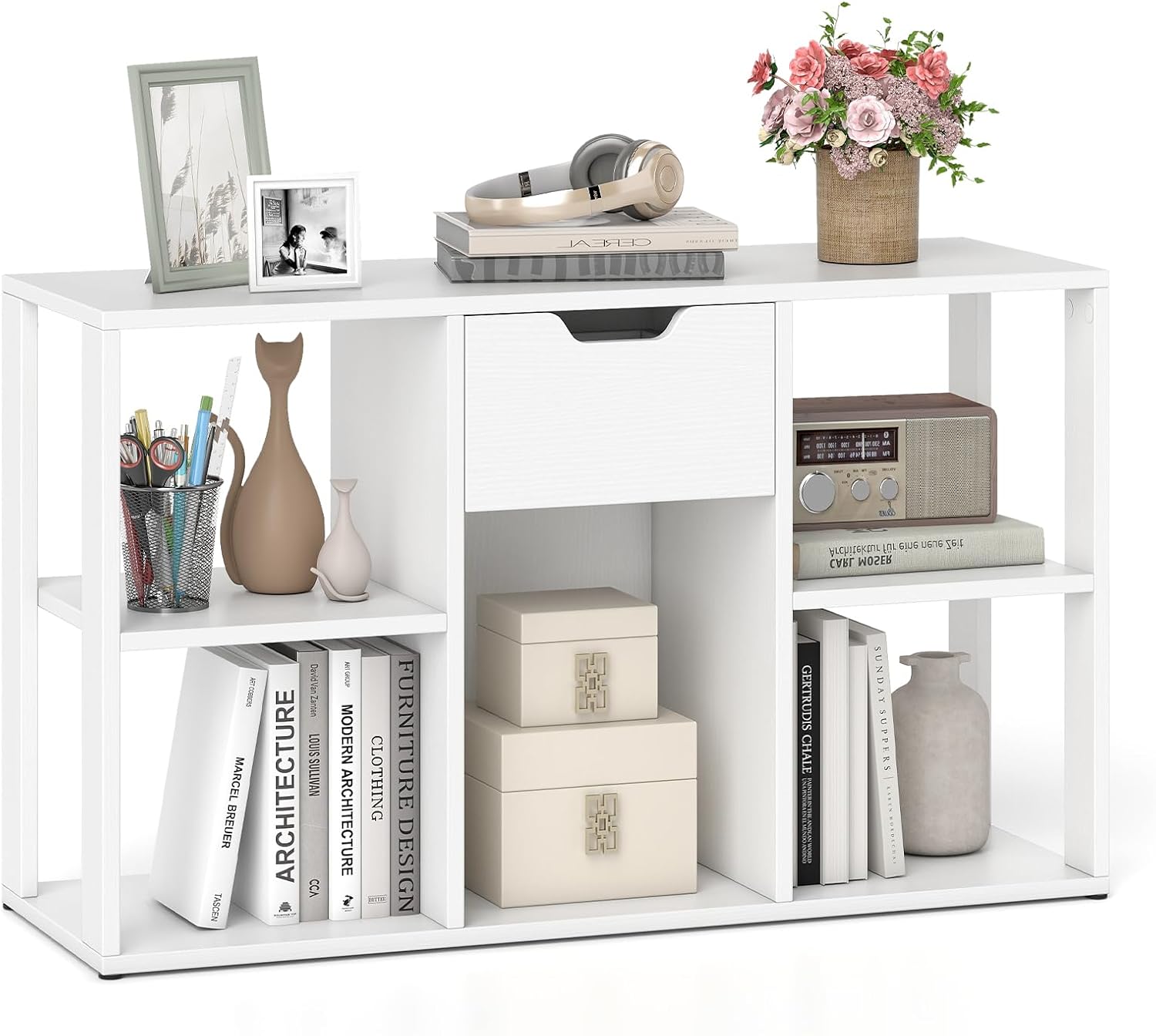 Tangkula 5-Cube Bookcase with Storage Drawer