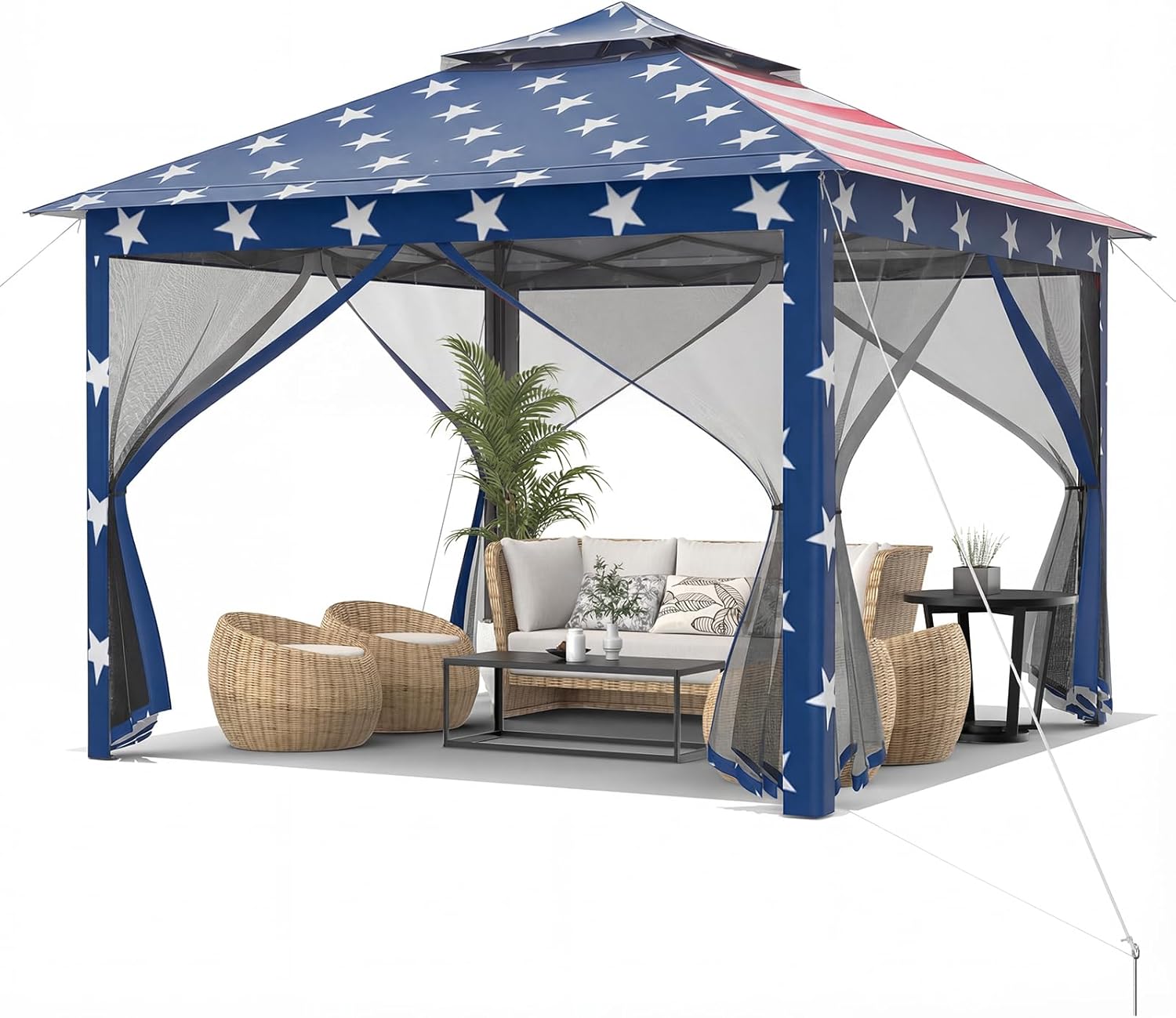 Tangkula 11x11 Ft Pop up Gazebo, 2-Tier Patio Gazebo with Netting, Carry Bag