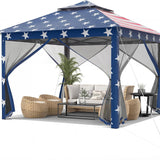 Tangkula 11x11 Ft Pop up Gazebo, 2-Tier Patio Gazebo with Netting, Carry Bag