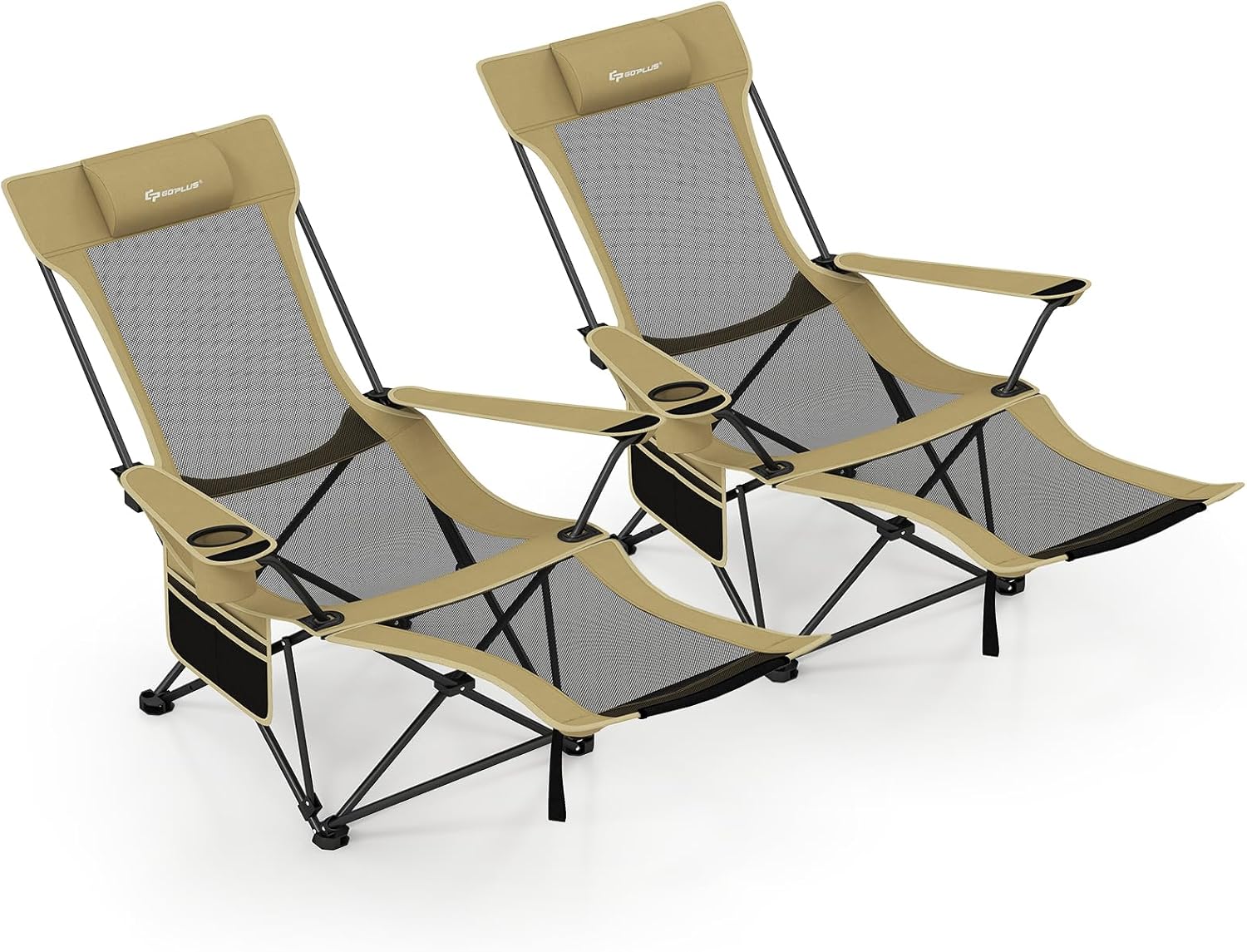 Tangkula 2 in 1 Reclining Camping Chair with Removable Footrest
