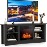 Tangkula TV Stand with 18” Electric Fireplace, for Flat Screen TVs Up to 65” with Adjustable Shelves