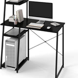 Tangkula Computer Desk with Shelves, Space Saving Home Office Desk with 3-Tier Ladder Shaped Storage Bookshelf