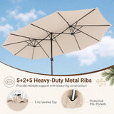 Tangkula 15.5 FT Solar Patio Umbrella with Base Included