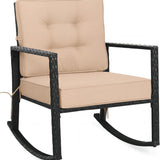 Tangkula Wicker Rocking Chair | Outdoor Glider Rattan Rocker Chair with Heavy-Duty Steel Frame