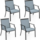 Tangkula Patio Dining Chairs Set of 2, Large Outdoor Chairs with Breathable Seat & Metal Frame