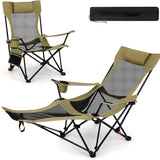 Tangkula 2 in 1 Reclining Camping Chair with Removable Footrest