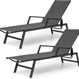 Tangkula Outdoor Rattan Chaise Lounge, Woven PE Wicker Reclining Chair with Armrests & 5-Position Backrest