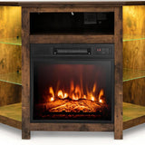Tangkula Fireplace Corner TV Stand with LED Lights & Smart APP Control for 50 Inches TV