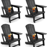 Tangkula HDPE Adirondack Chairs | 550 LBS Max Load Screw-Free Outdoor Chairs with Realistic Wood Grain